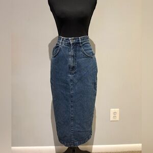 Vintage Blue Denim Maxi Skirt